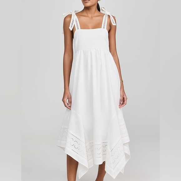 Moon River Dresses & Skirts - Moon River Shoulder Tie Midi Dress White